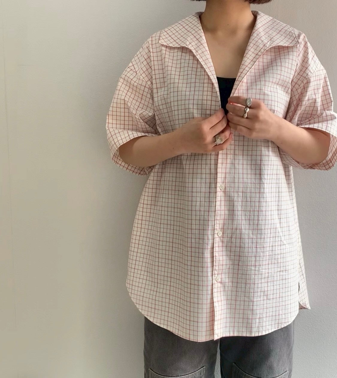 〈入荷〉Open collar flat shirt Half sleeve