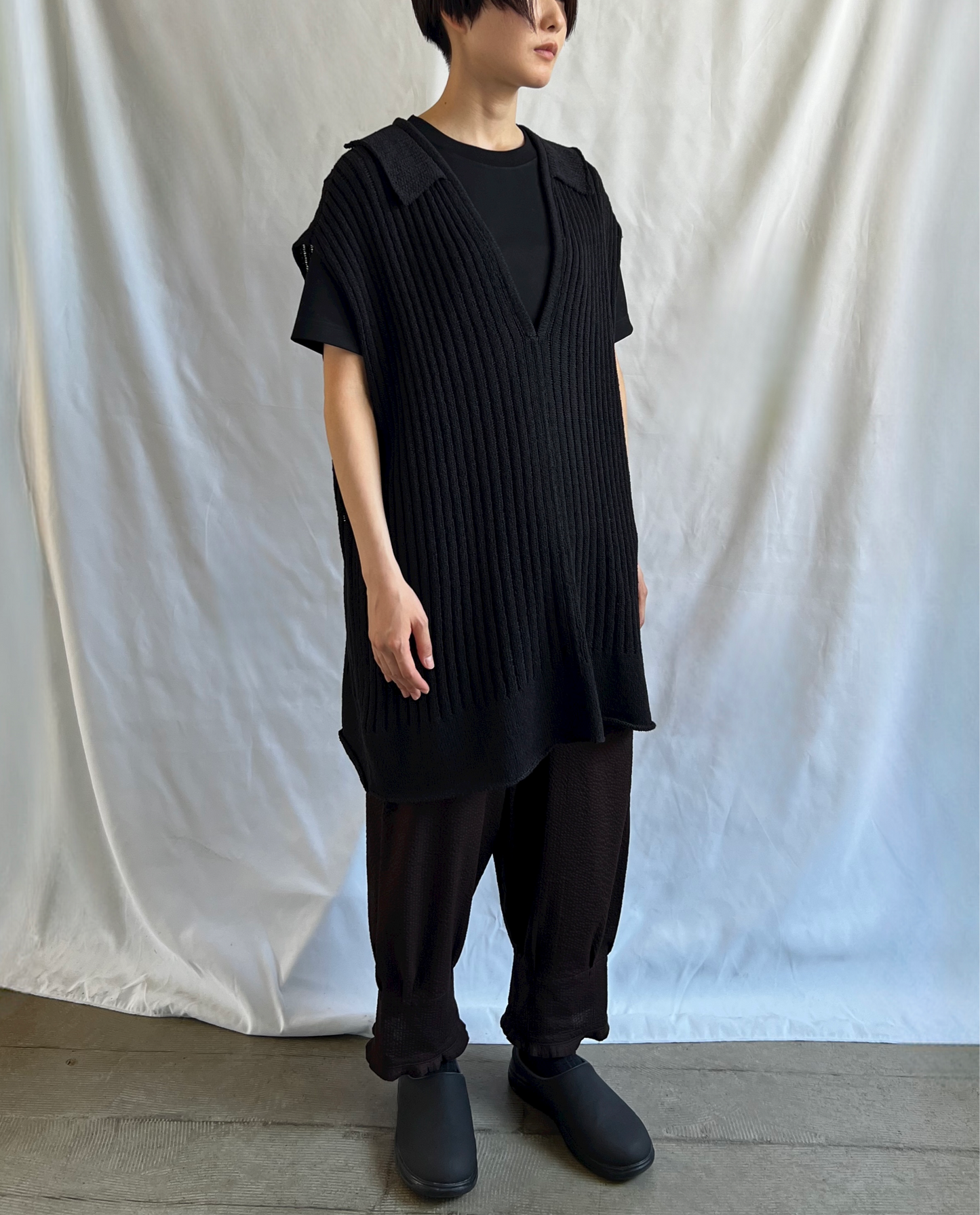 Harinuki knit vest Long Length