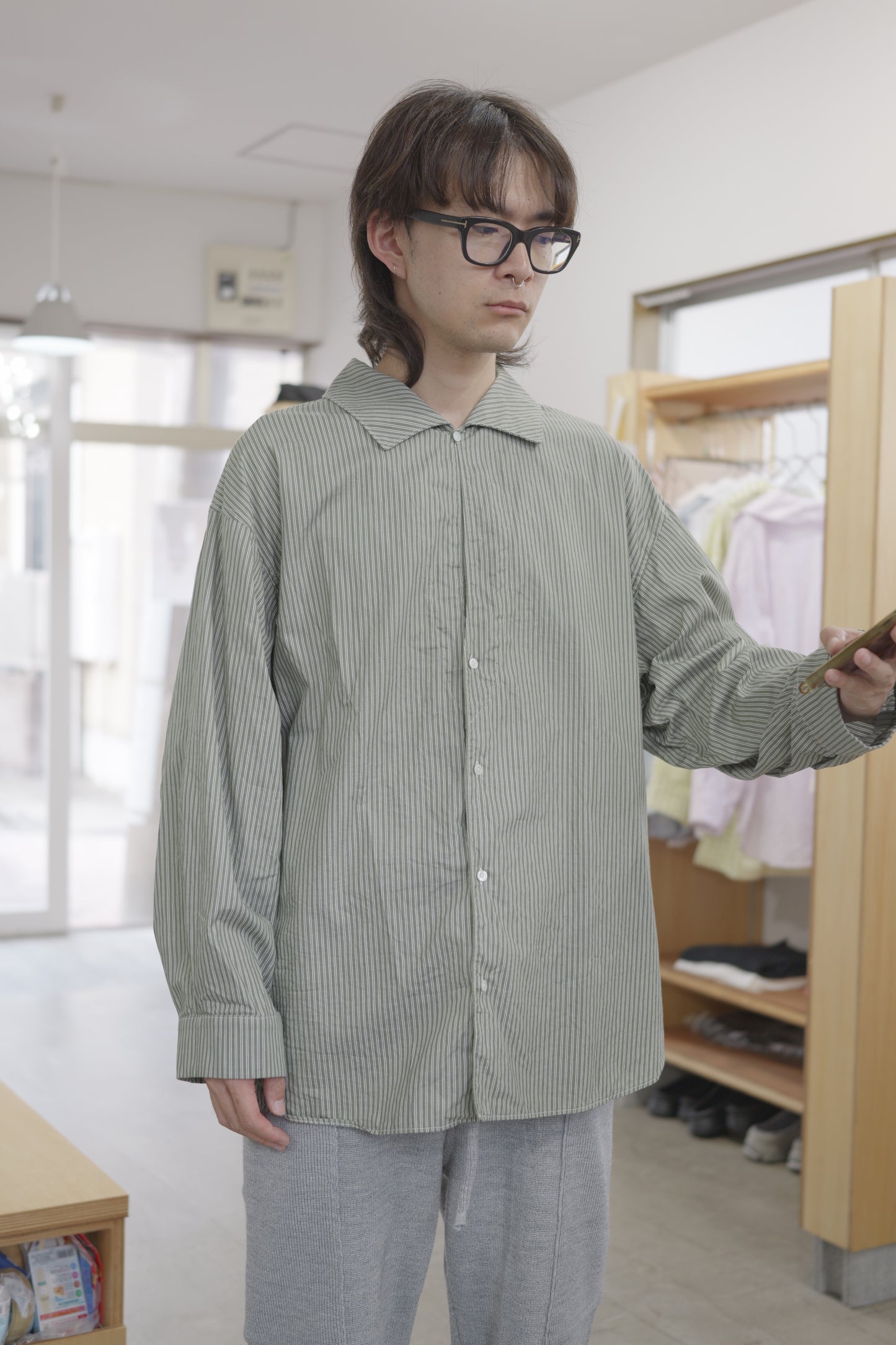 〈ORDER〉Open collar flat shirt お届け10月末
